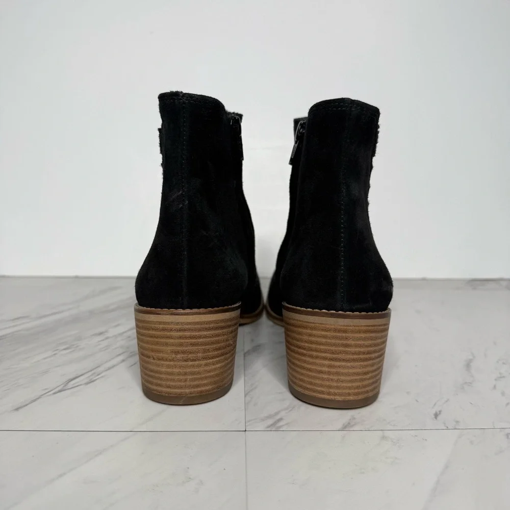 Paul Green Vienna Black Suede Stacked Heel Bootie 6 / 8.5